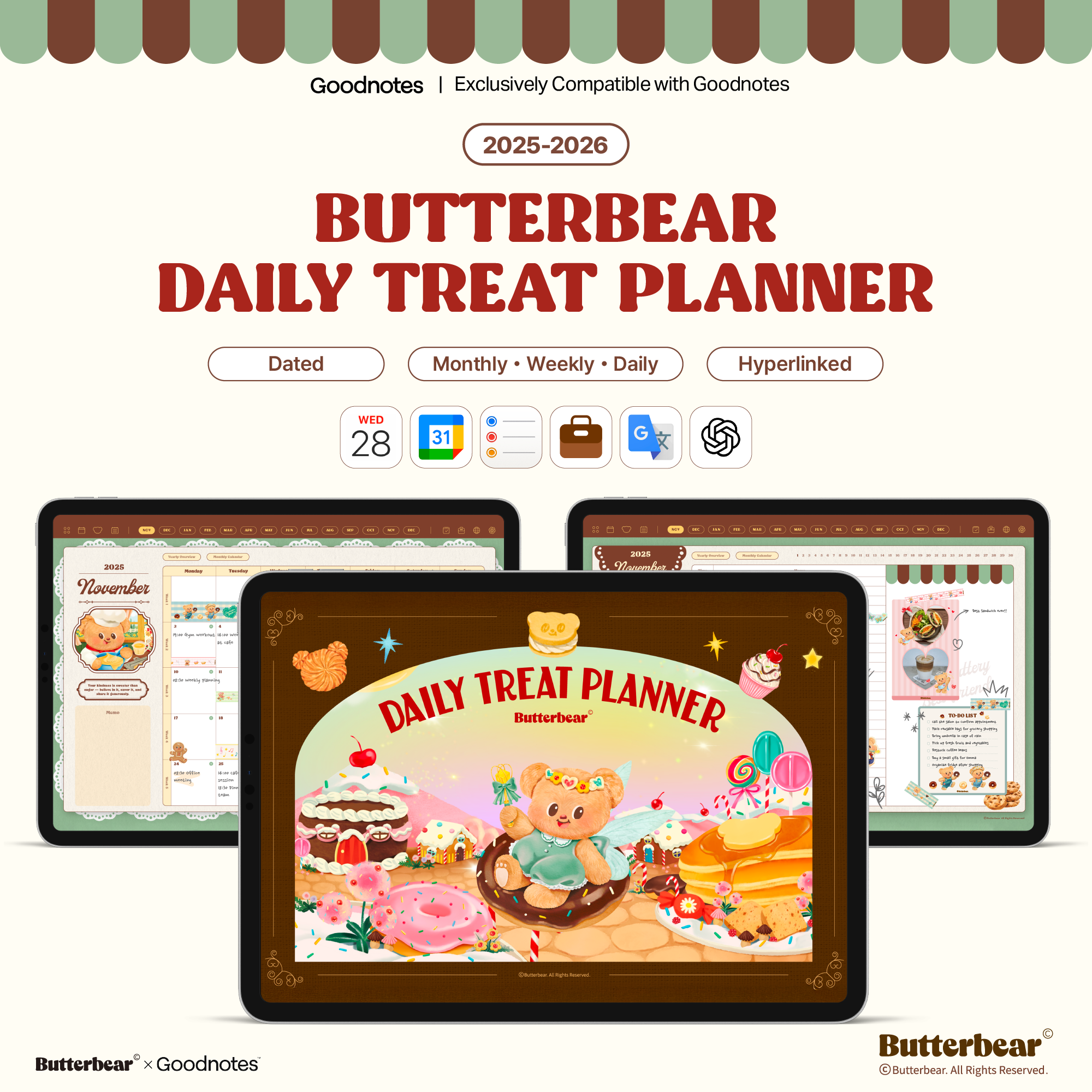 Digital Planner 2026 ลายหมีเนย (Butterbear)