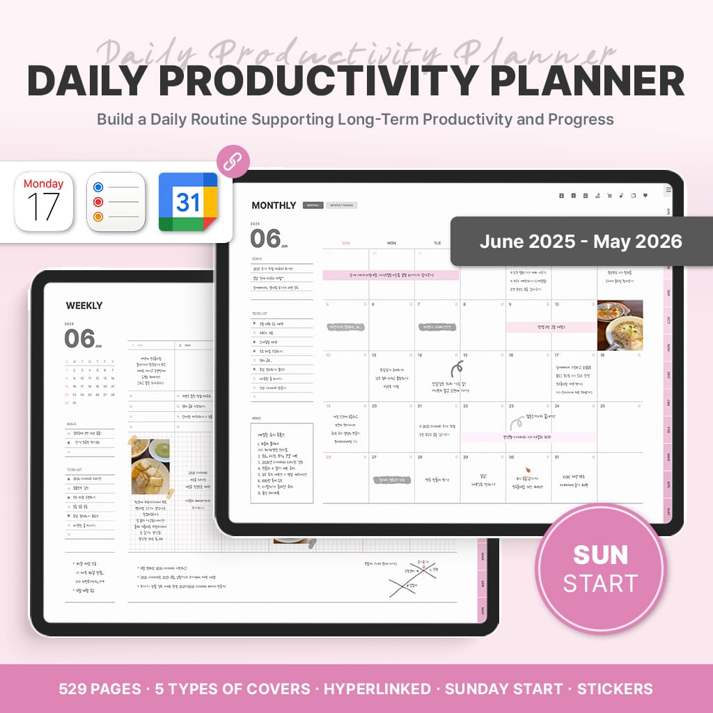 2025-2026 Daily Productivity Planner แพลนเนอร์สำหรับคนที่ต้องจัดการงานจำนวนมากในแต่ละวัน&nbsp;